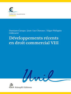 cover image of Développements récents en droit commercial VIII